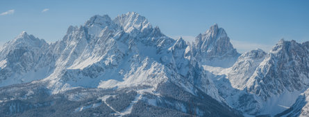 The wintry Dolomite panorama in the Hochpustertal valley.