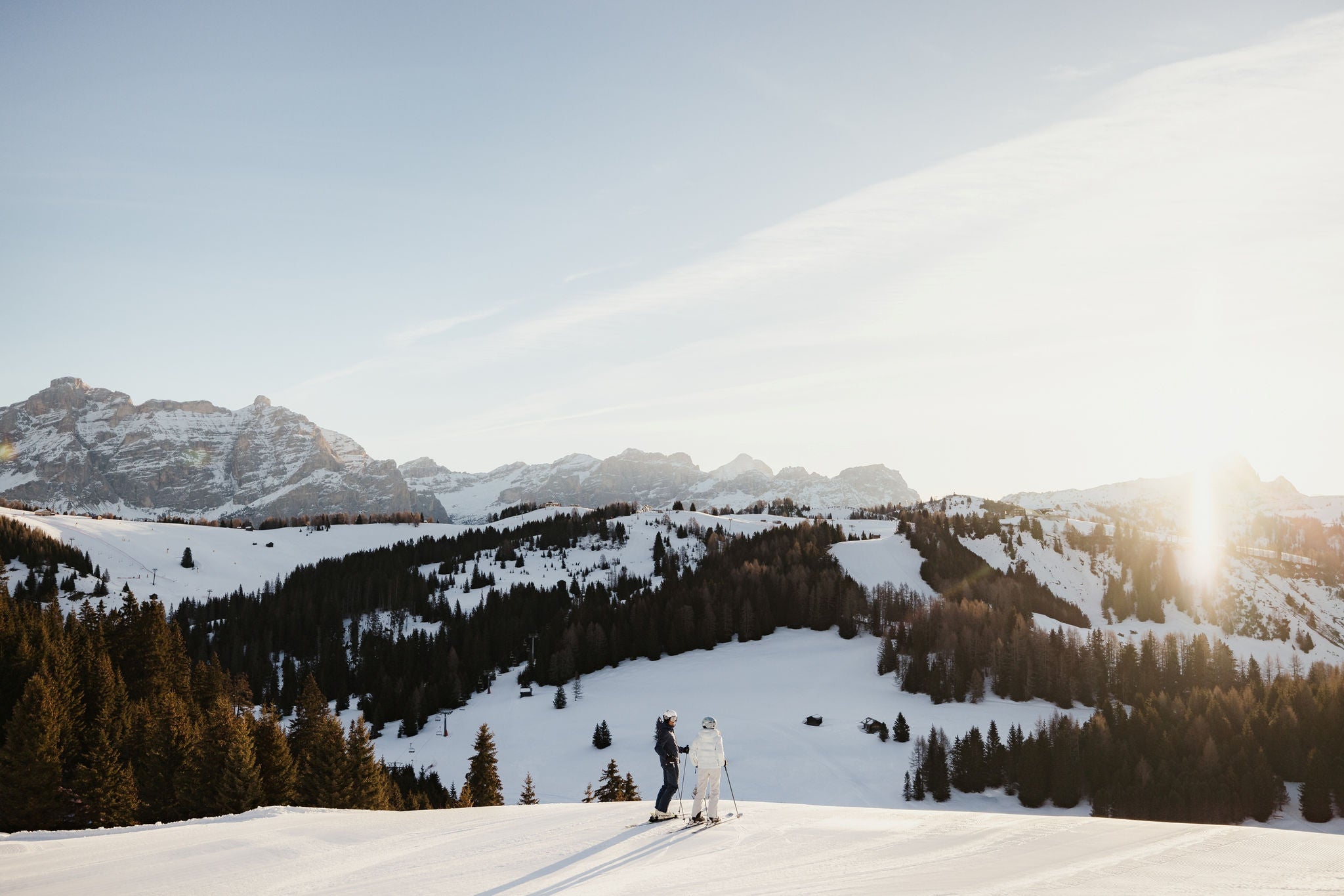 Dolomitenpanorama beim Skifahren in Alta Badia