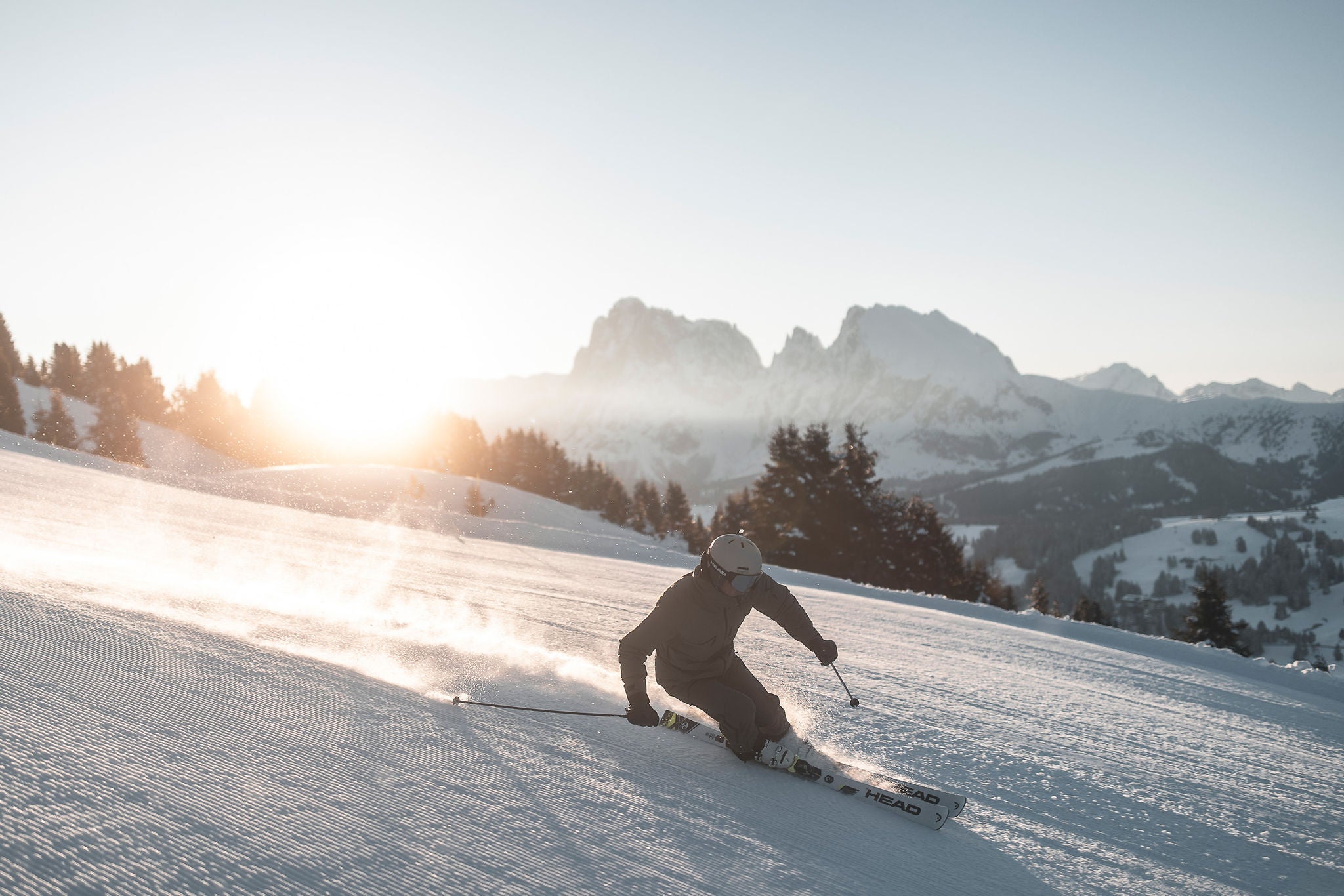 Skifahrer auf der Seiser Alm