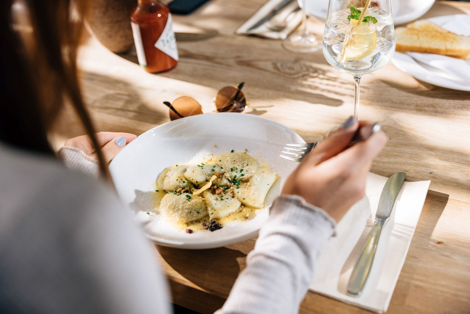 Teigtaschen in einem Restaurant in Algund