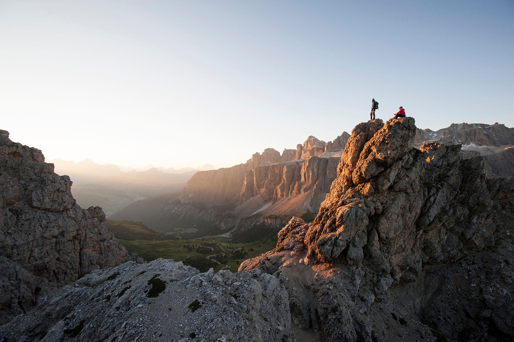 Sonnenaufgang auf Cirspietzen mit Blick auf den Sellastock