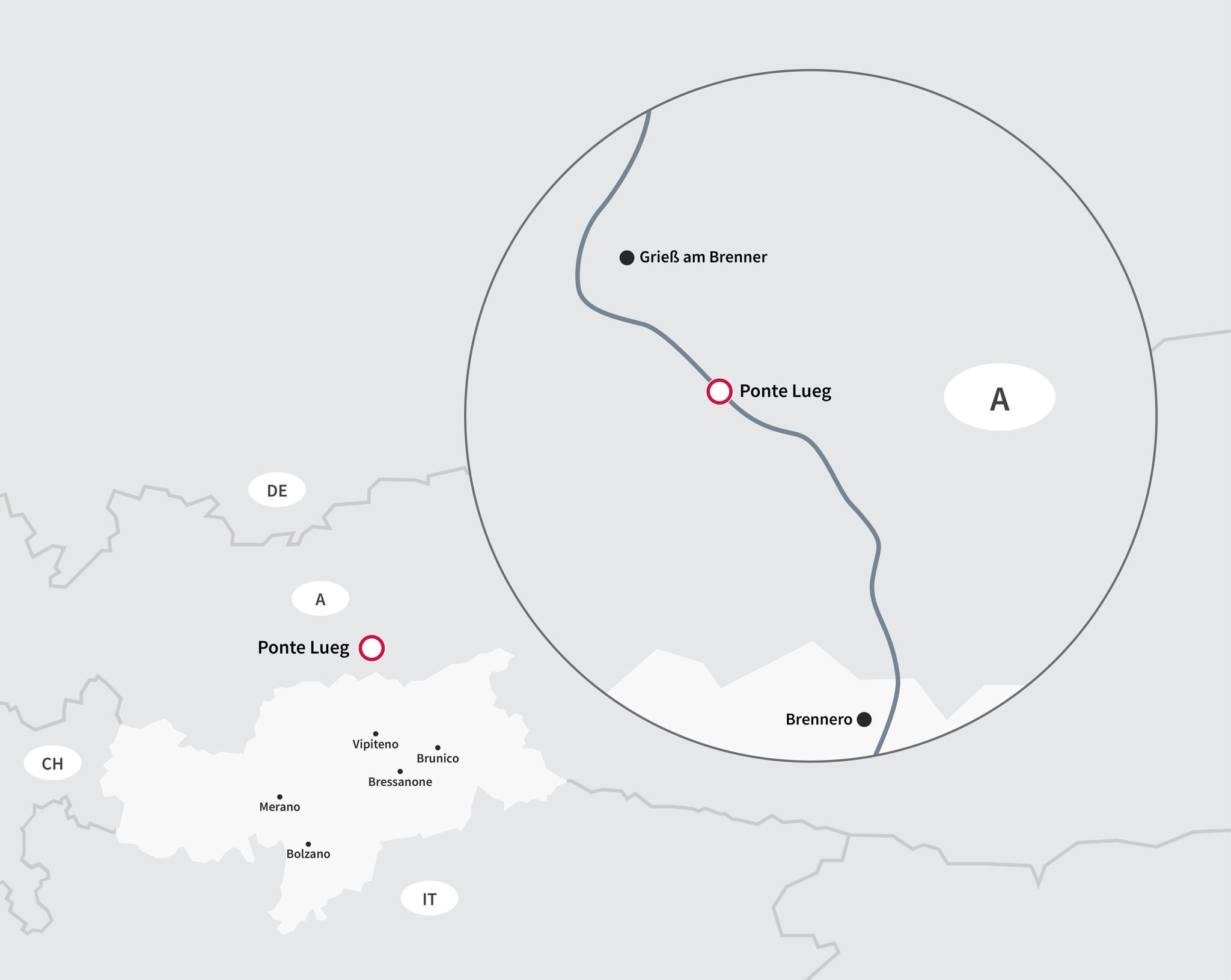Cartina geografica con il Ponte Lueg