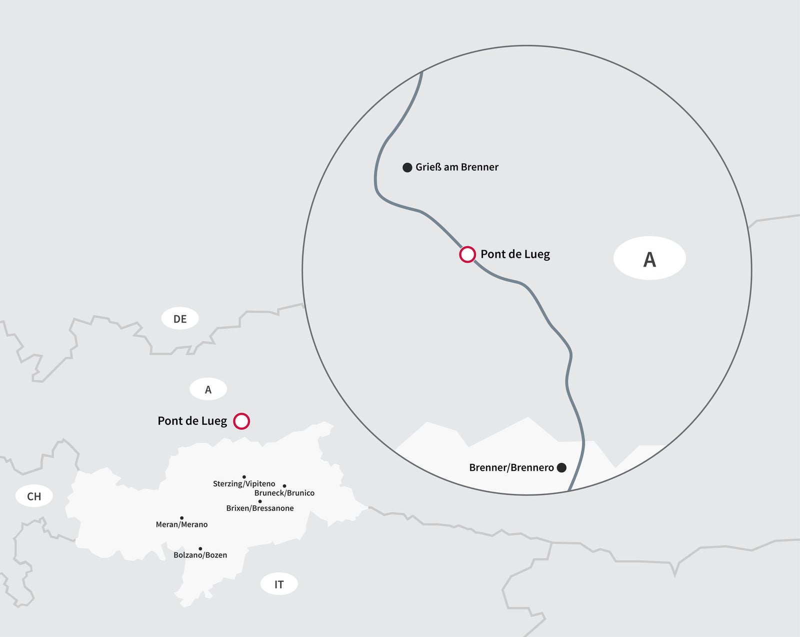 Carte avec le pont de Lueg