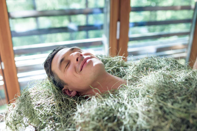 Relaxing in a hay bath