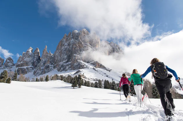 Skiing on the Seiser Alm high plateau