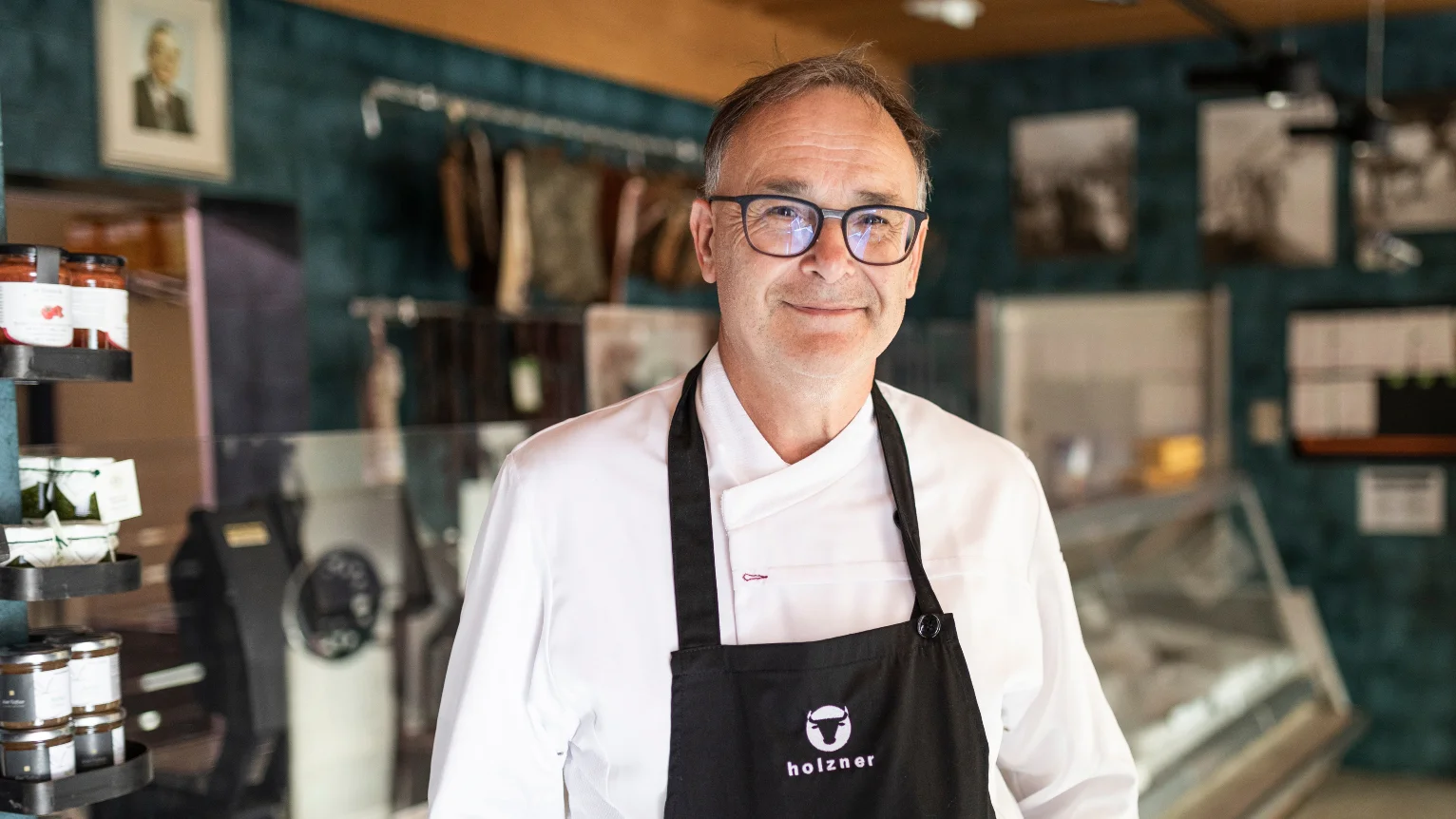 Butcher Alexander Holzner at his store.
