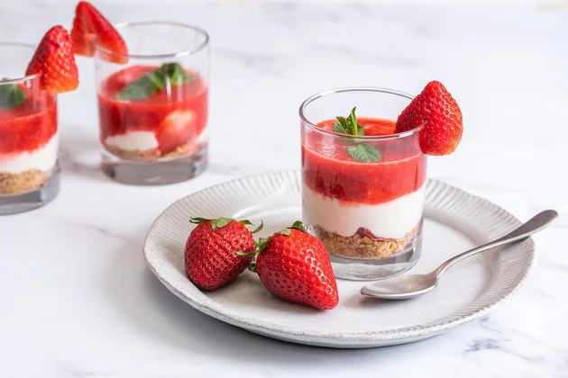 Dessert altoatesino con fragole e biscotti al burro