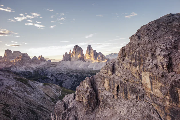 The mountain panorama in the Dolomites.