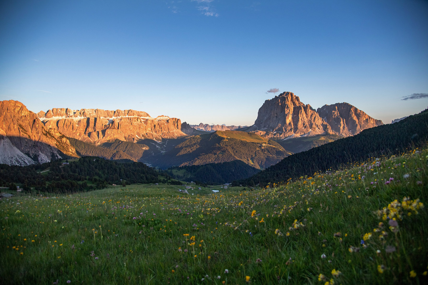 Langkofel-groep in Val Gardena in de lente