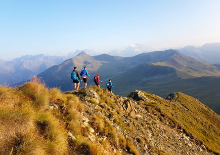 Quattro escursionisti lungo il percorso del tour delle 11 cime