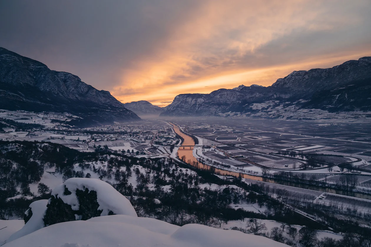 Vista aerea sulla parte meridionale della Strada del Vino