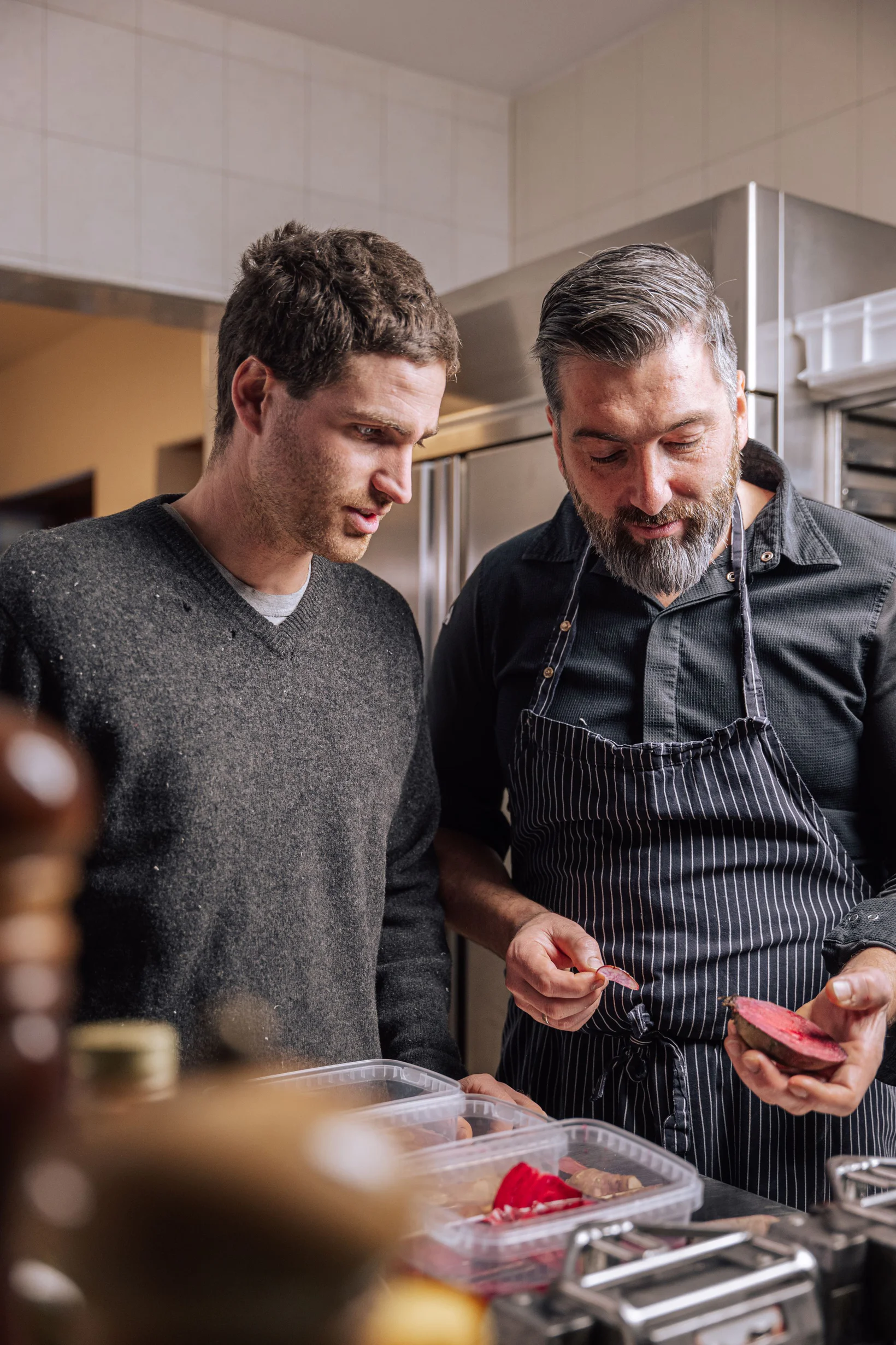 Hotelier Hannes Rainer from Naturhotel Rainer in Jaufental/Valle di Giovo and vegetable farmer Florian Obkircher