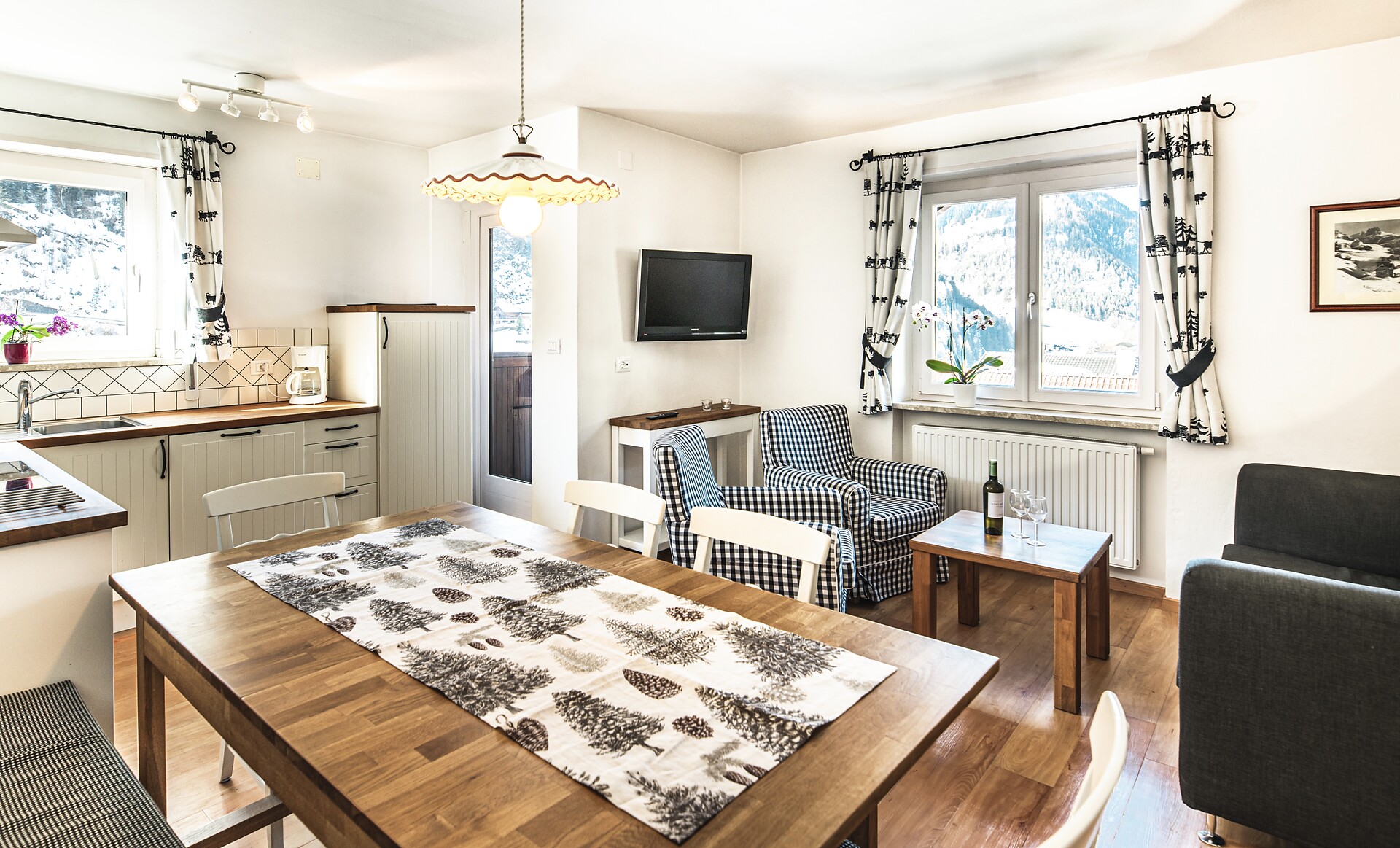 living room with kitchen