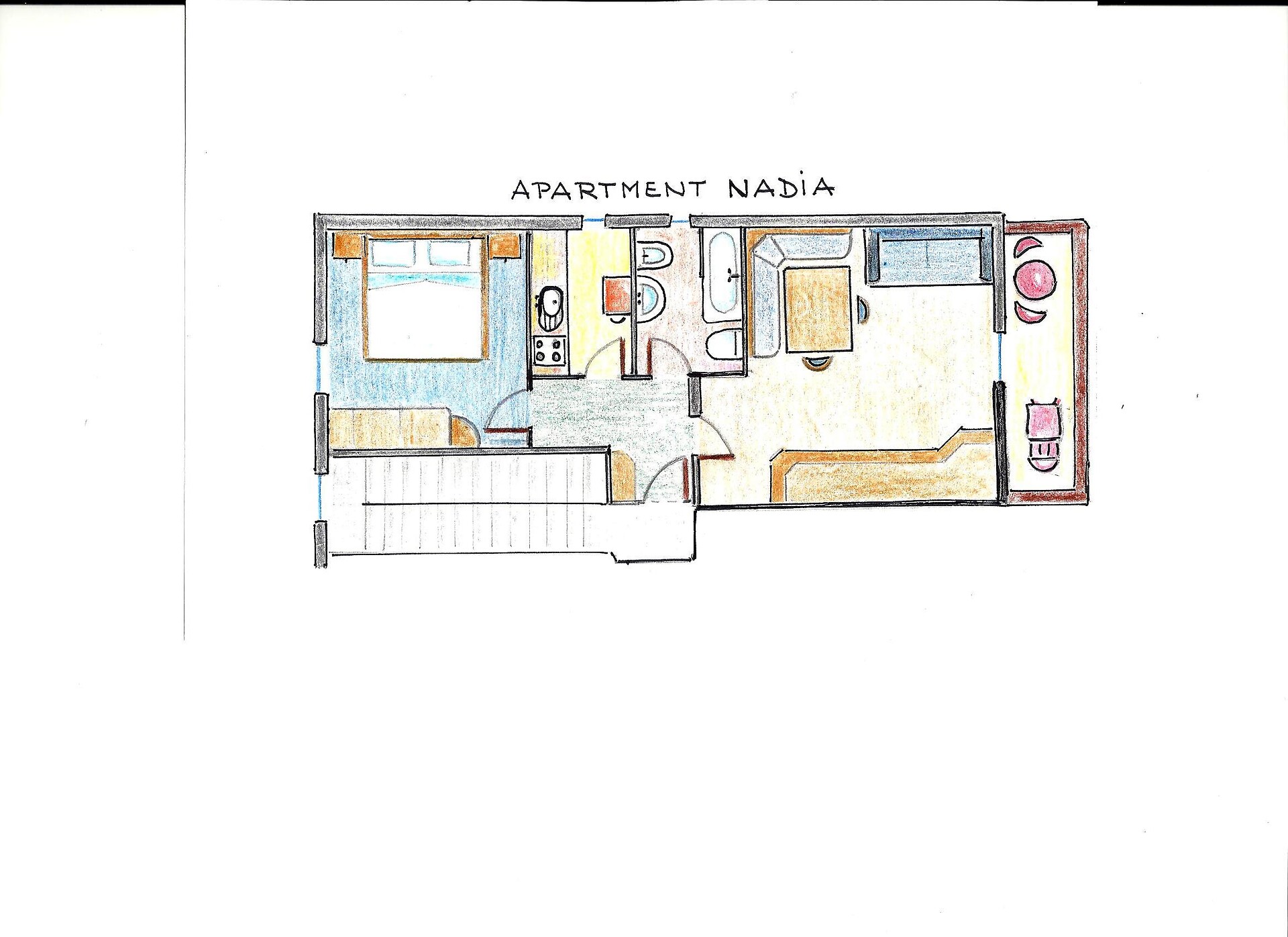Ground plan apartment NADIA Cësa Rabanser Apartments