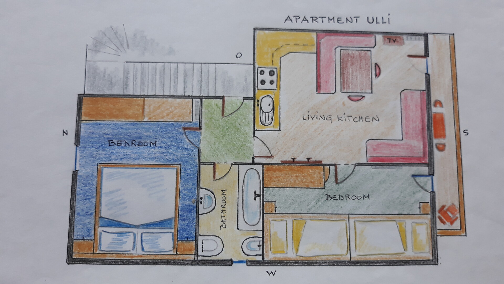 Ground plan apartment ULLI Cësa Rabanser Apartments