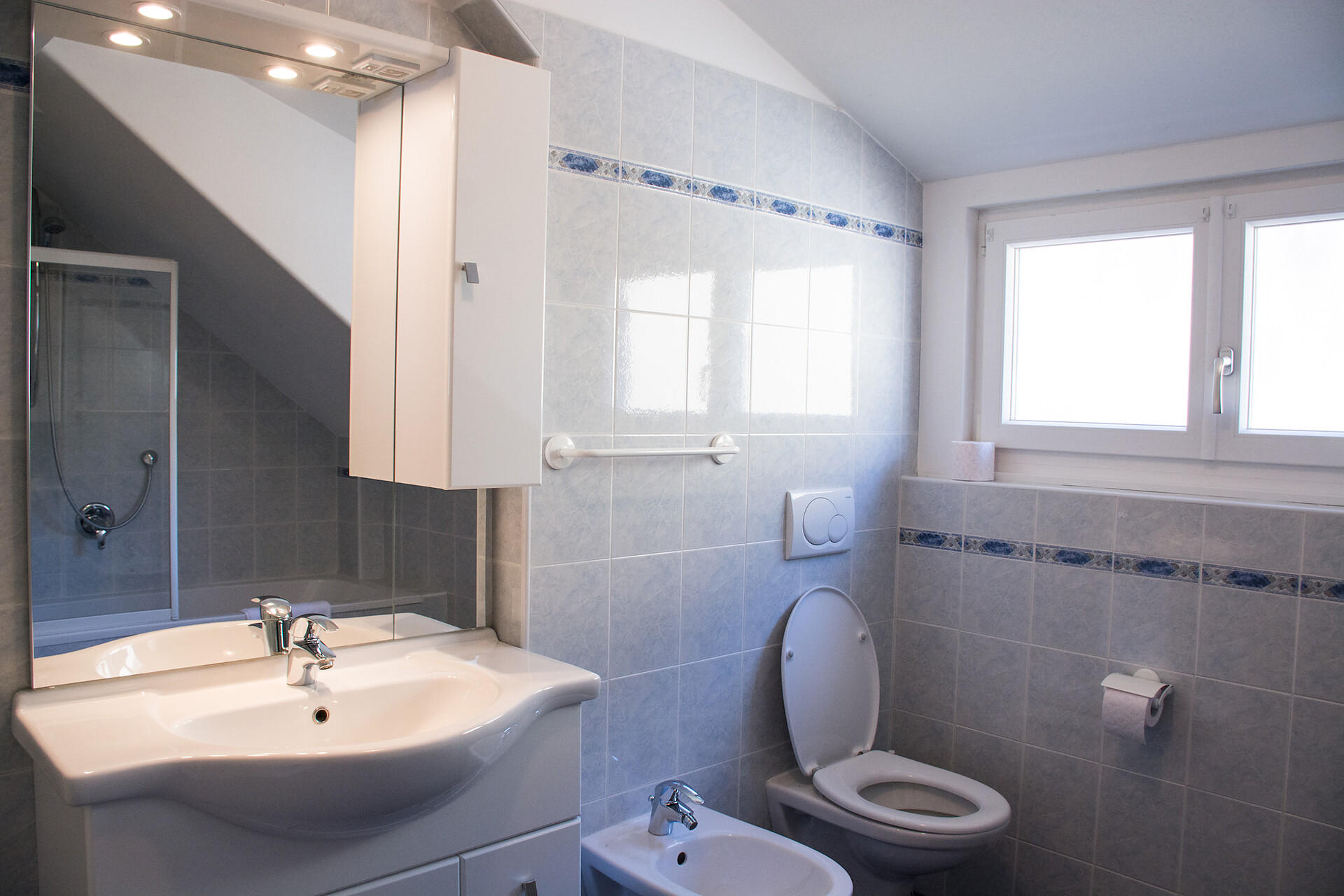 Badezimmer in der Ferienwohung Sella