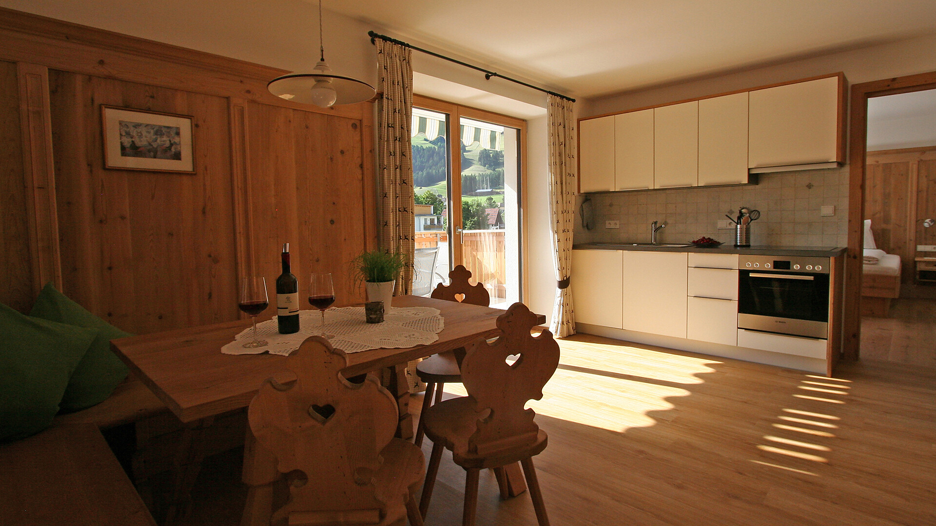 kitchen with living