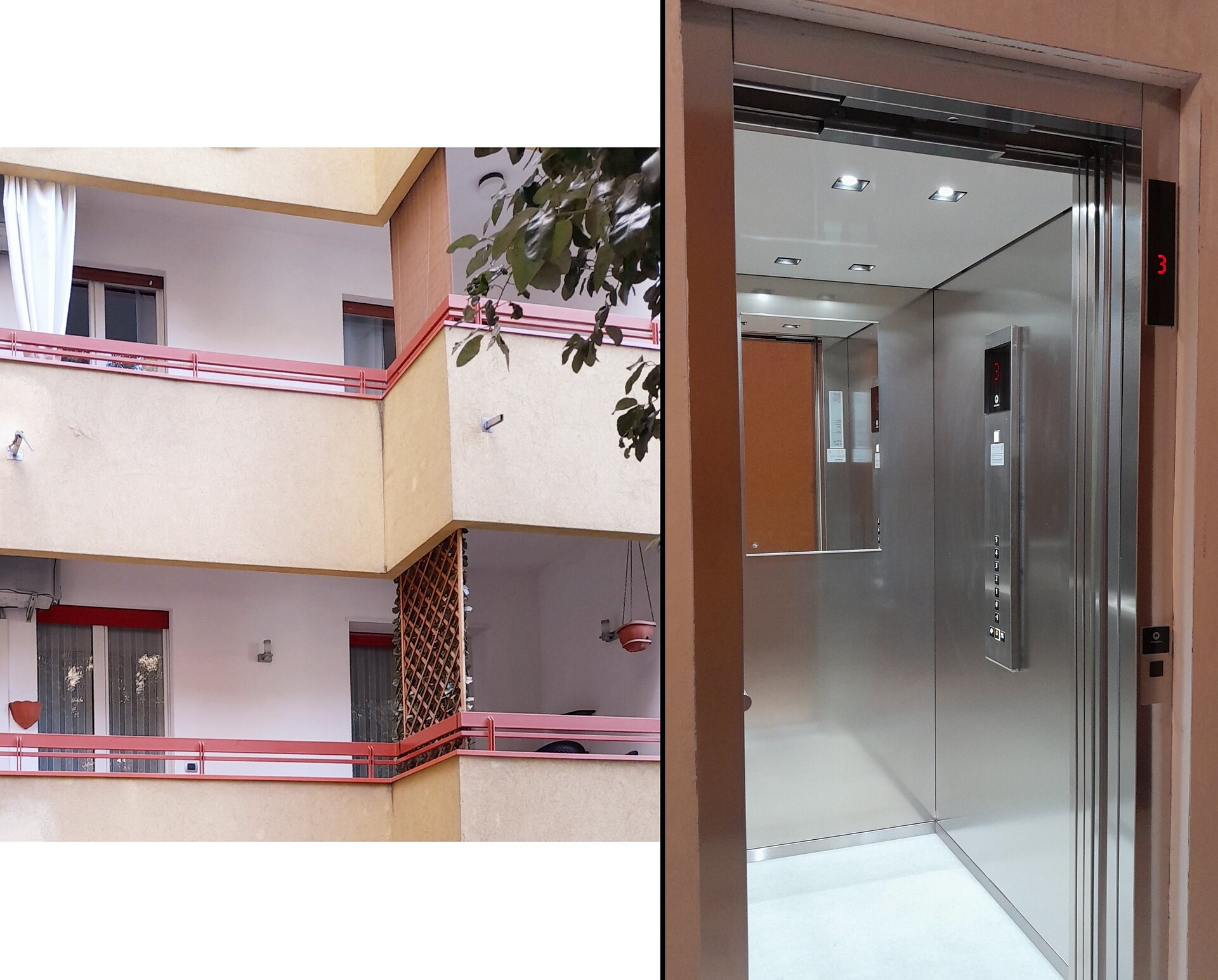 Balkone und Außenfassade / Aufzug