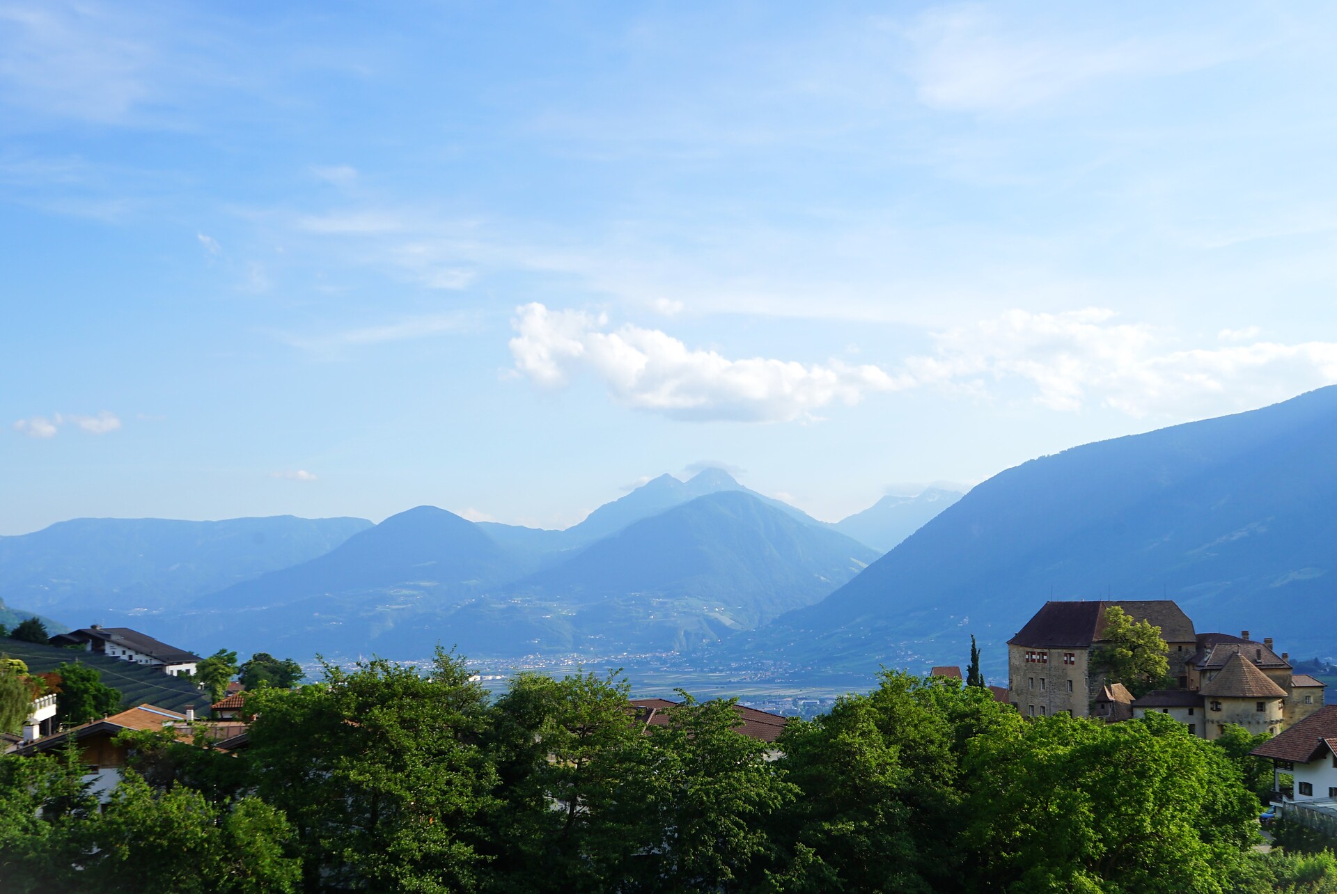 View from the balcony of the Zirbe apartment