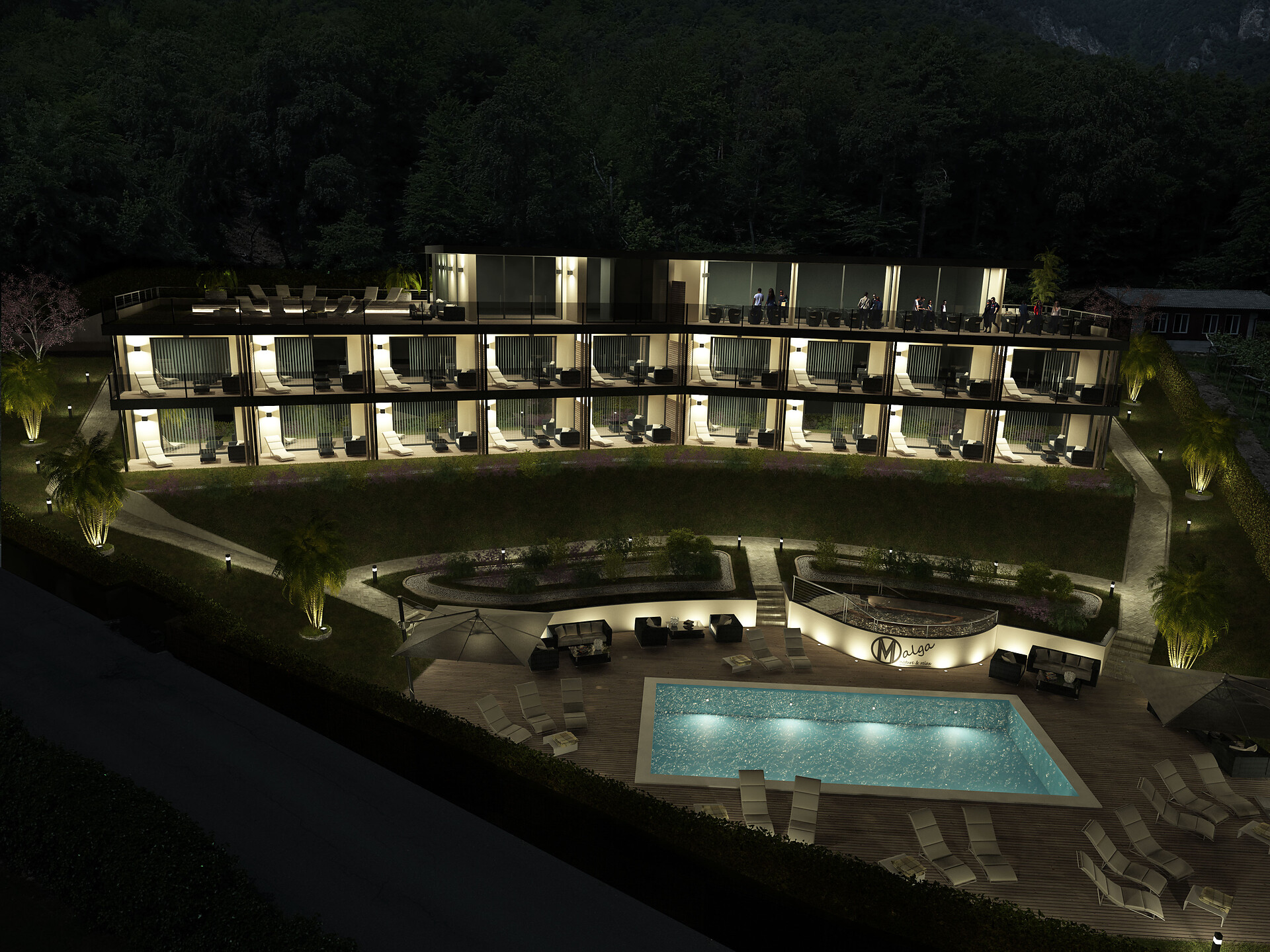 Hotel Malga by night
