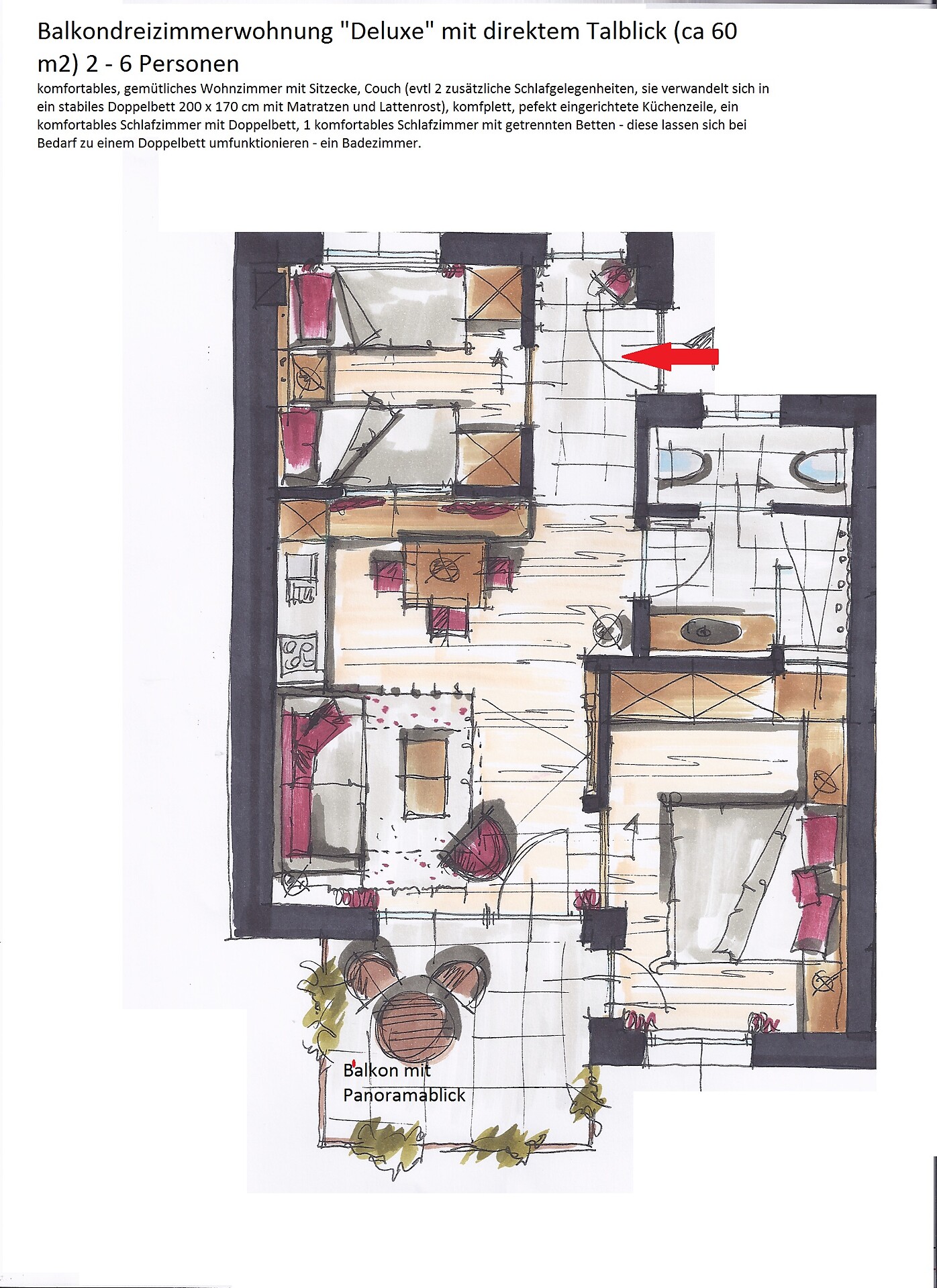 Balkondreizimmerwohnung "Deluxe"