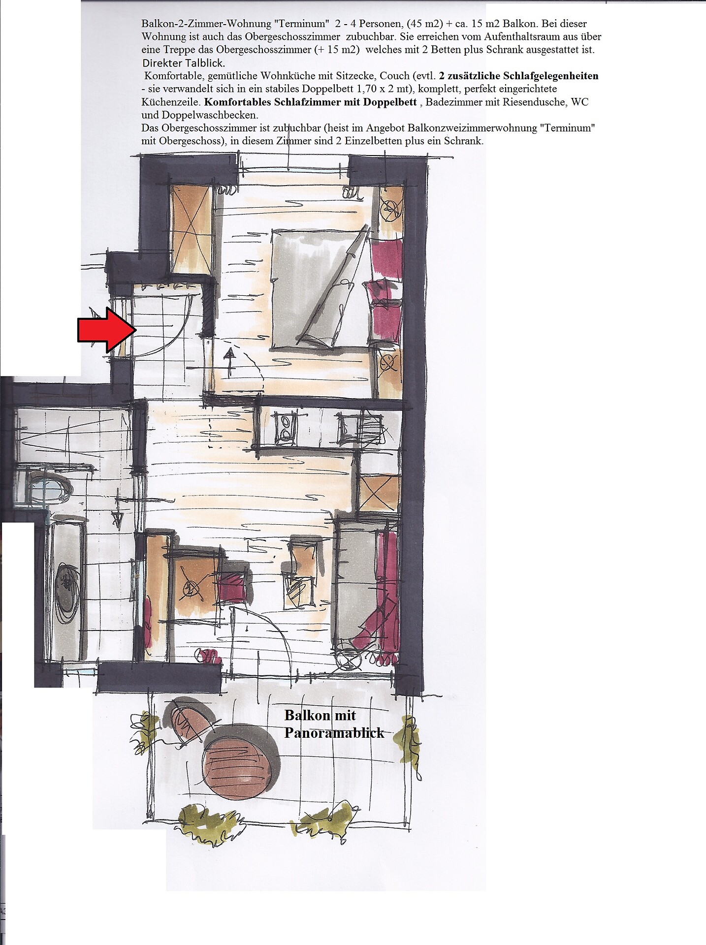 Balkonzweizimmerwohnung "Terminum"