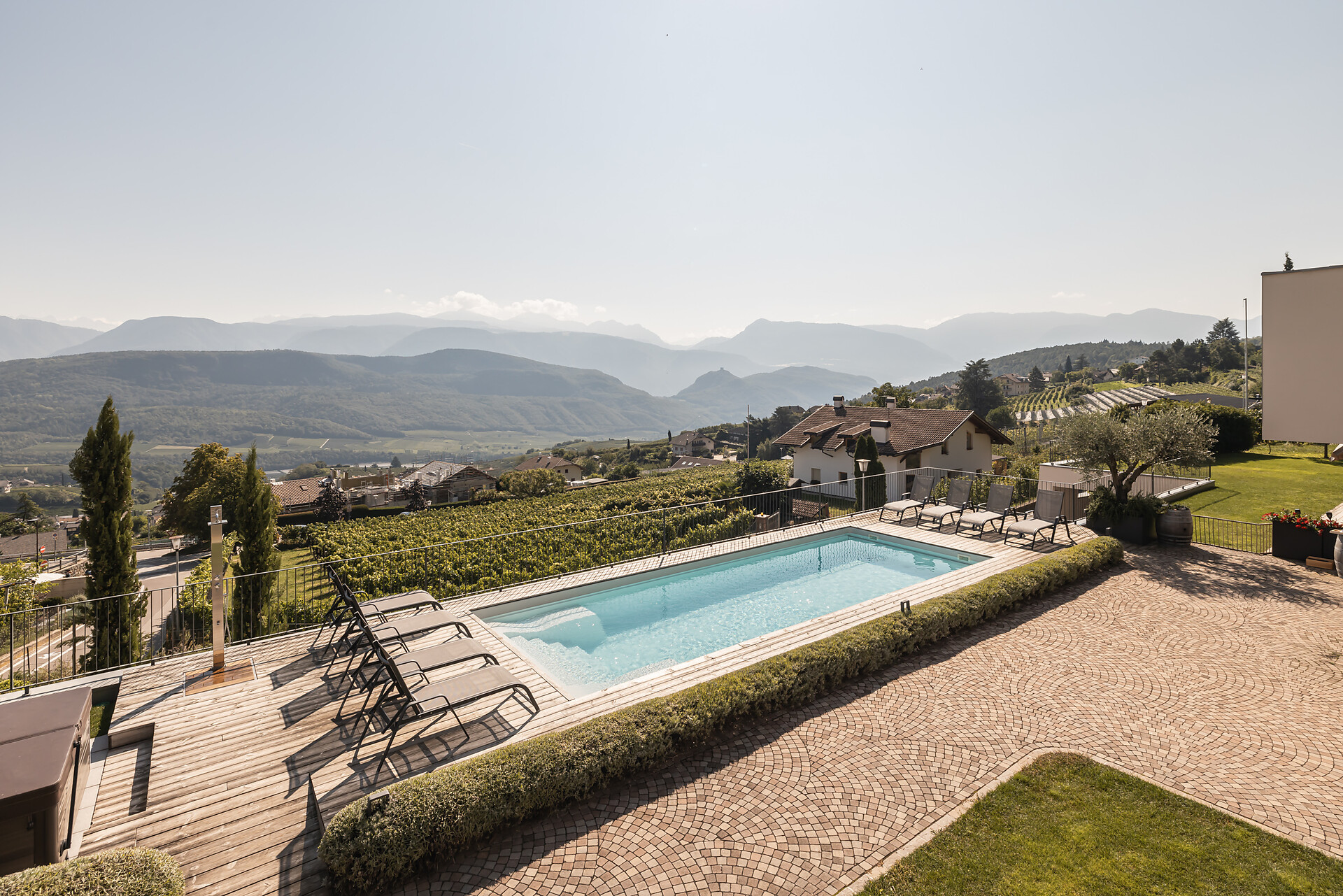 Swimming in the salt water pool and enjoying the stunning mountain view