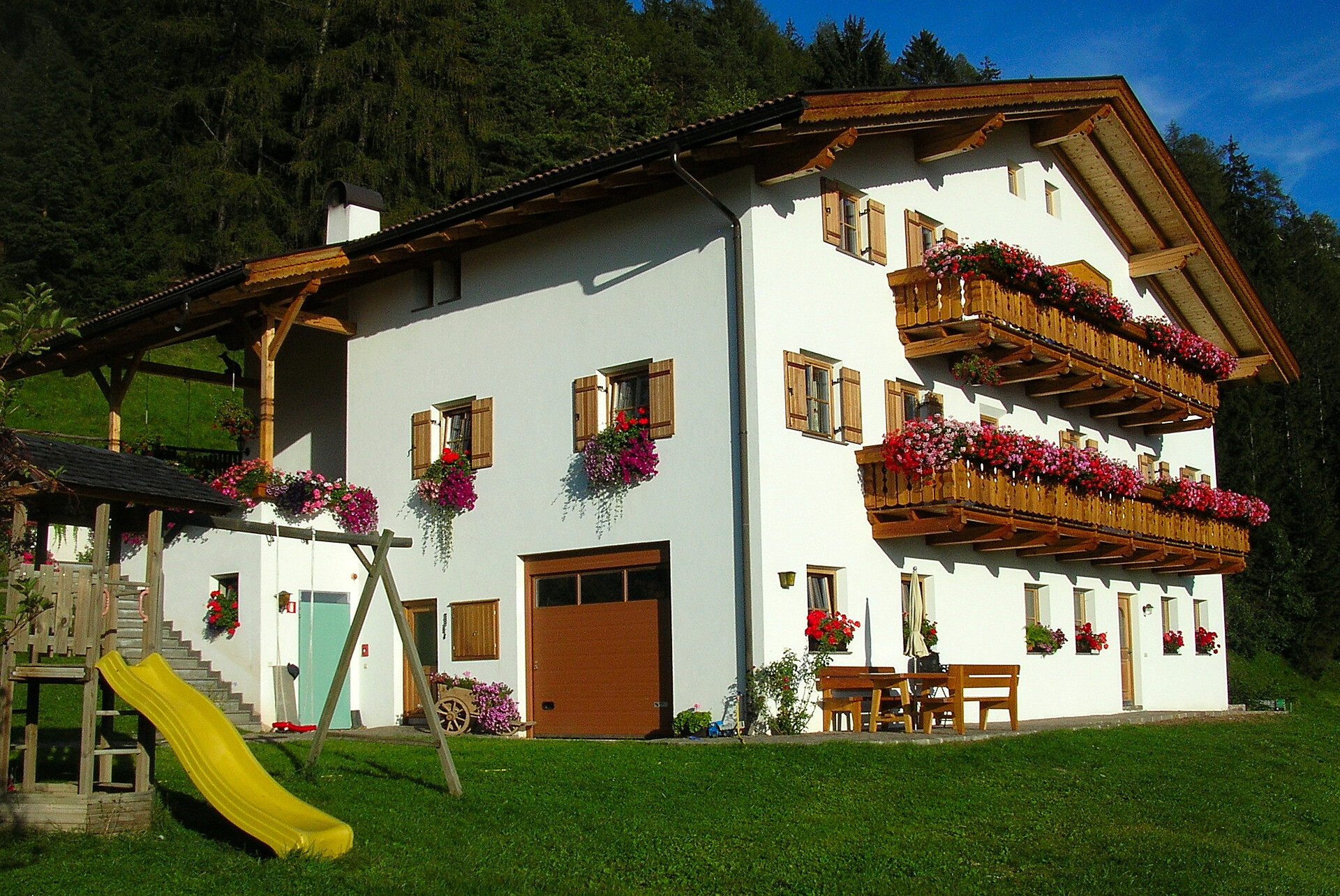 House with flowers on the balcony