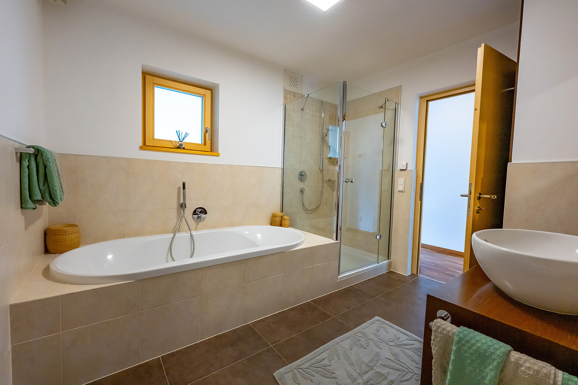 Bathroom with shower, bathtub and bidet