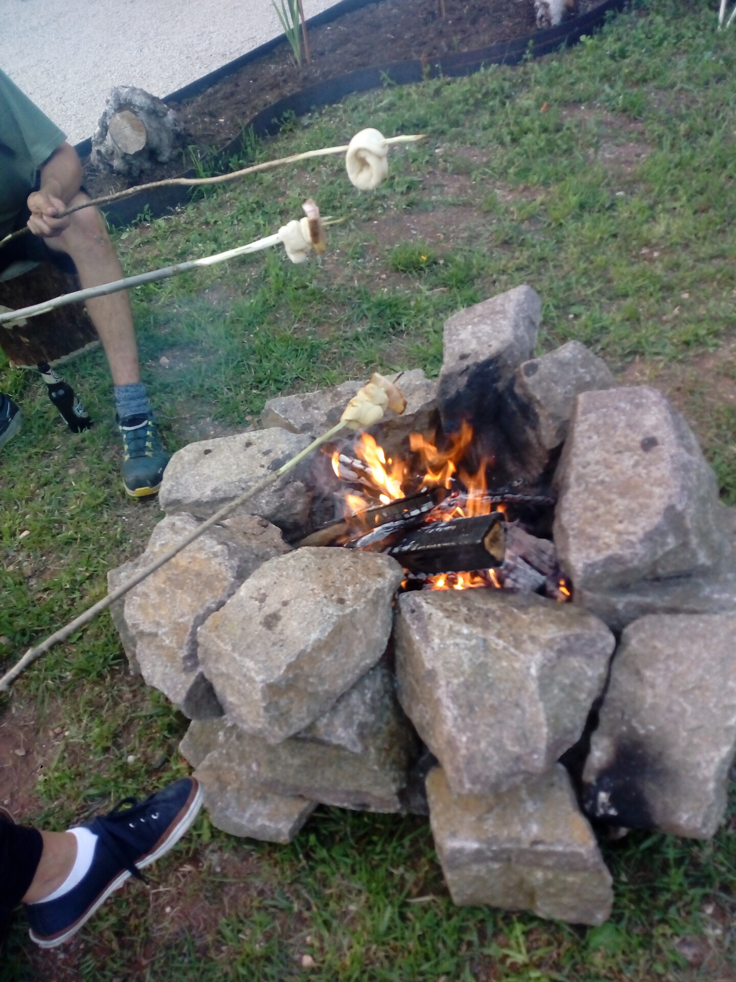 stick bread grilling