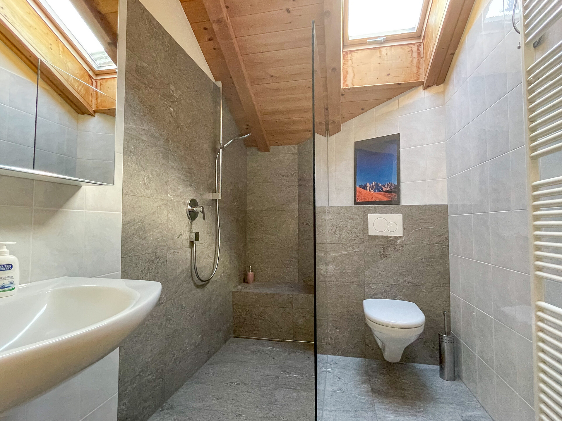 Bathroom with roof window
