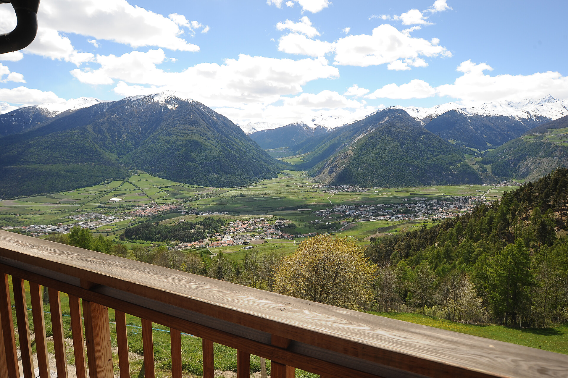 View in spring from the two balconies of our holiday flats