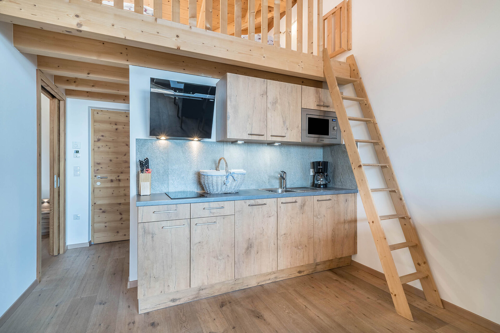 Cozy kitchen and living room