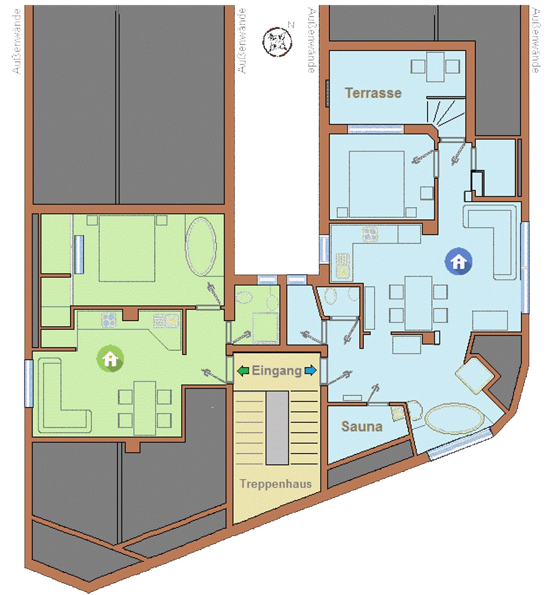 Grundriss [Grüne Wohnung + Blaue Wohnung]