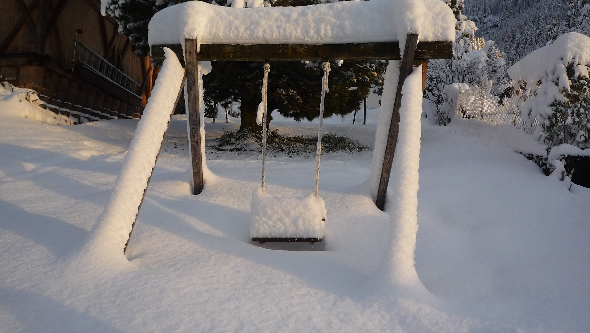 swing with snow
