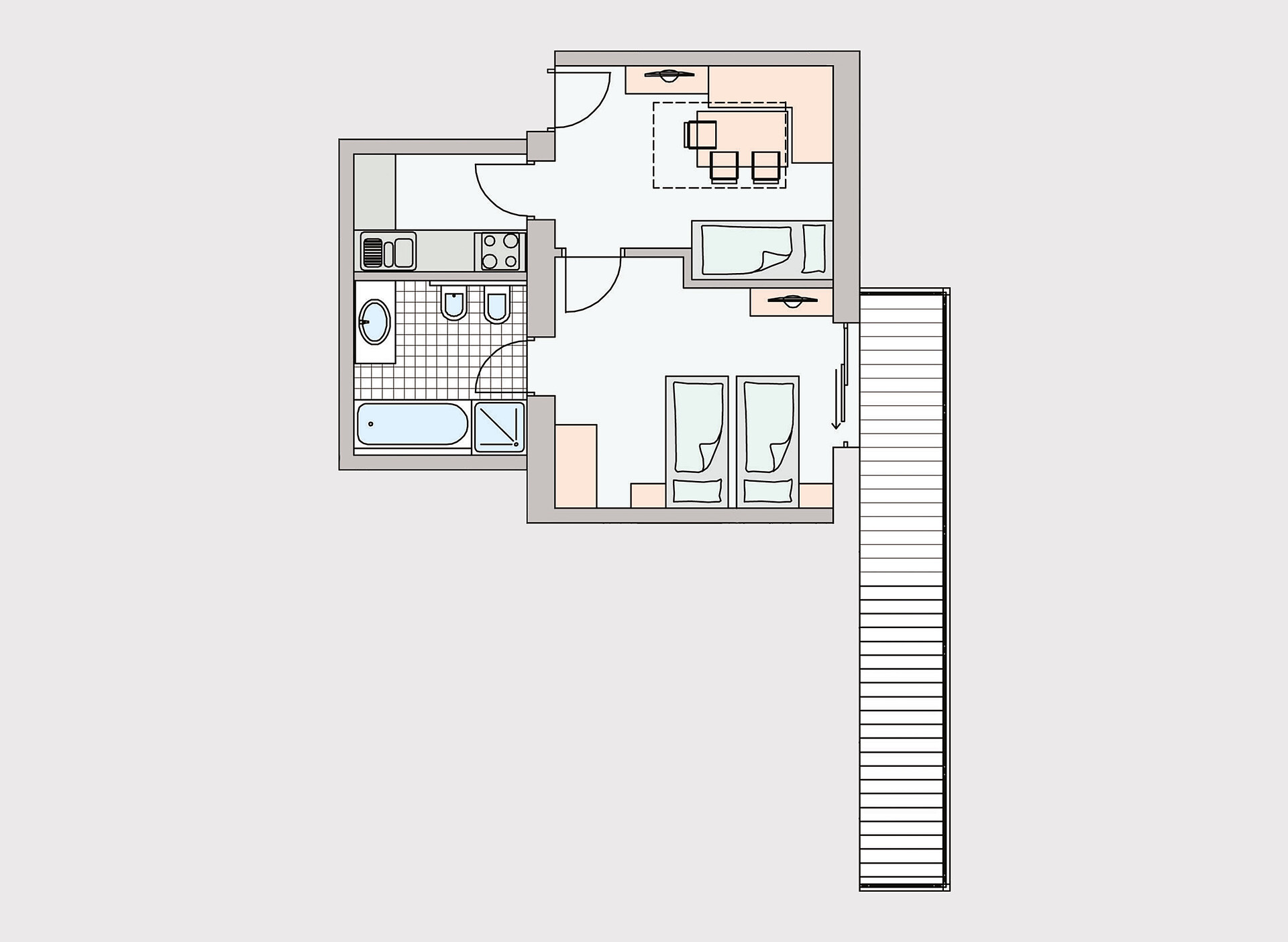 Two room appartament with kichen