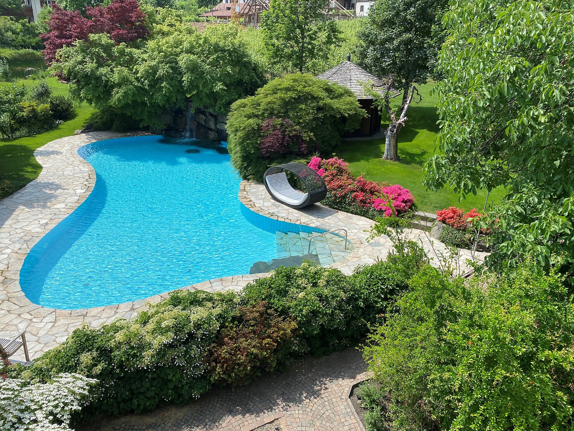 Saltwater pool with garden area