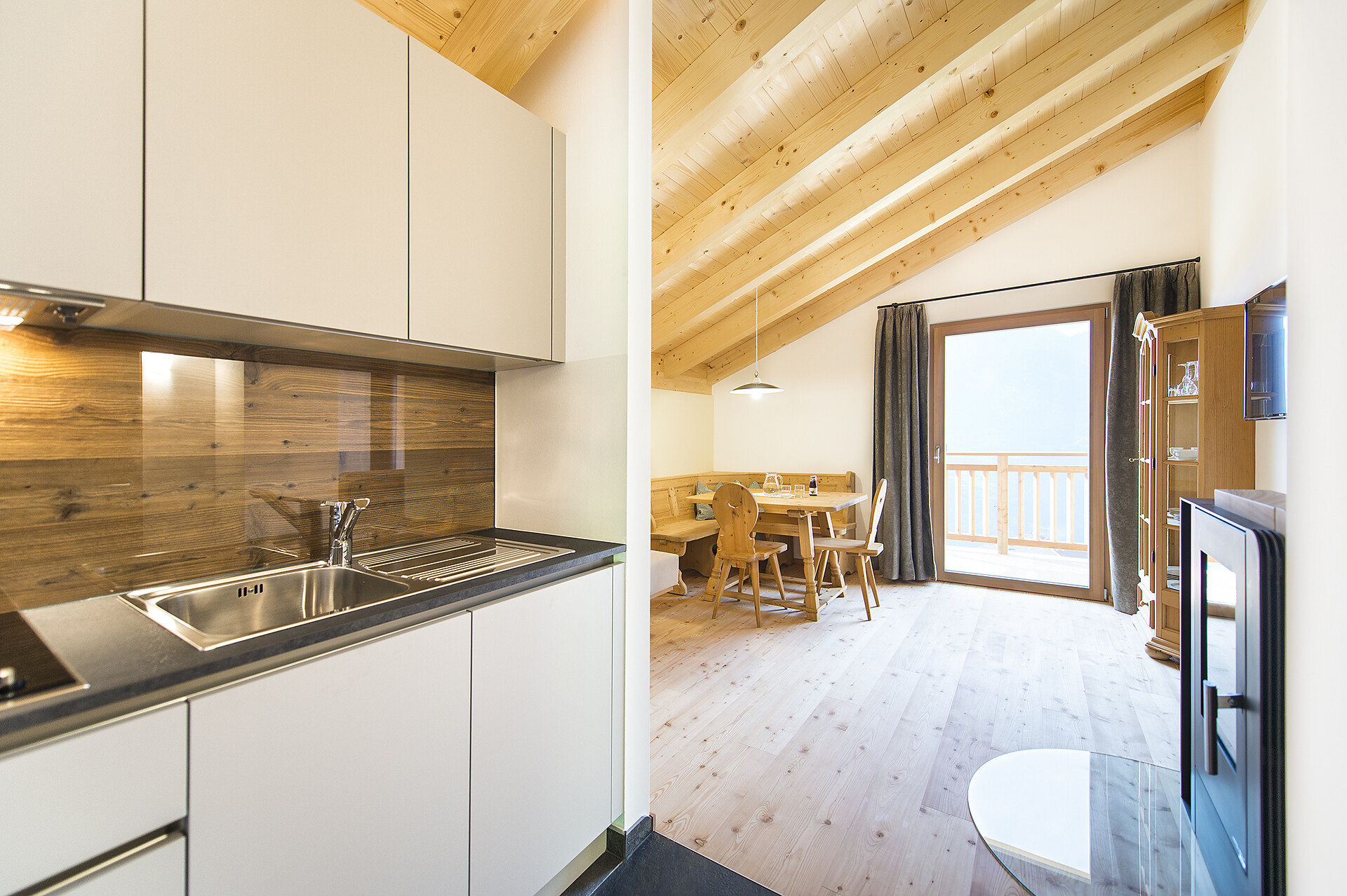 Cucina e soggiorno nel appartamento Löwenzahn