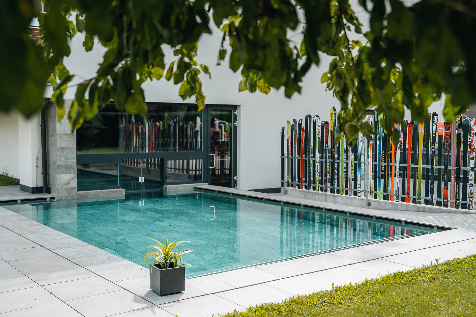 Outdoor pool with mountain view