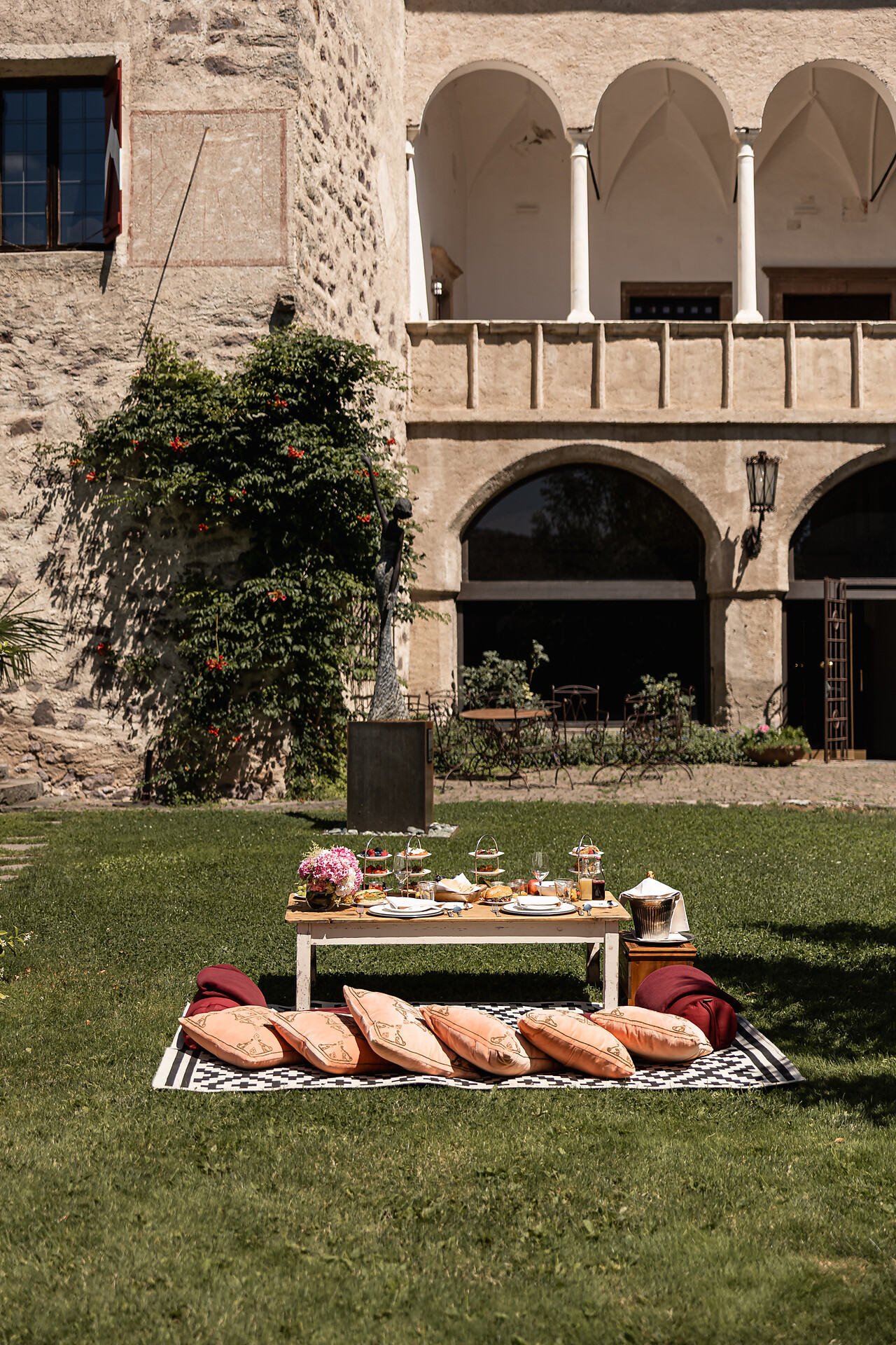 Royal picnic in a medieval castle