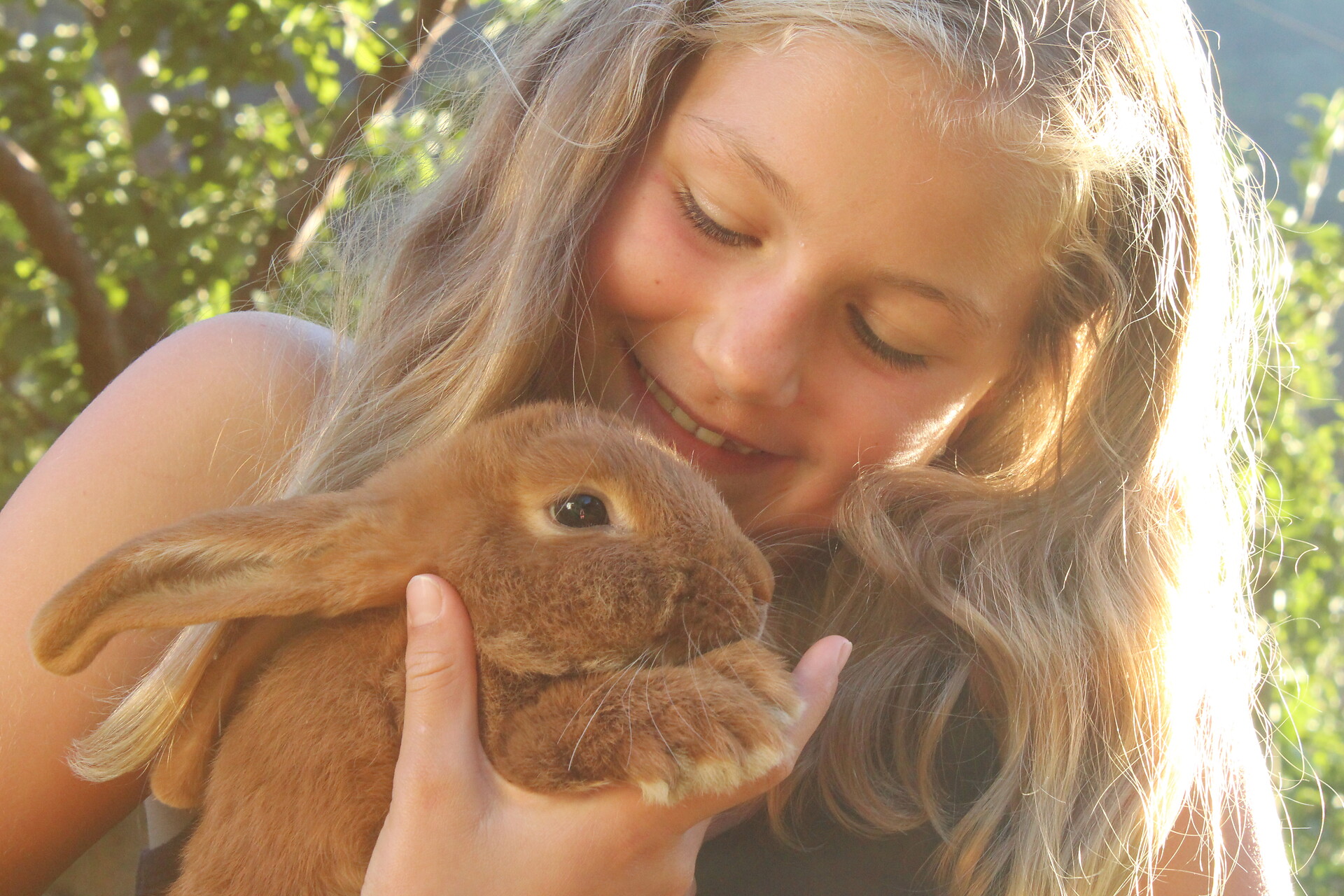 Eva with the rabbit Berni