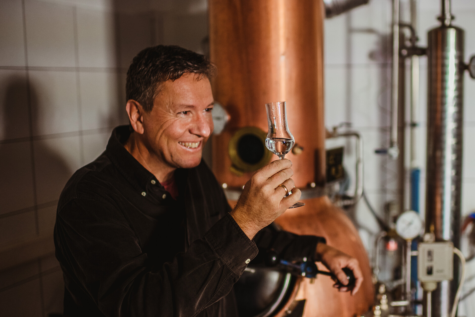 The master distiller is pleased with every new spirit