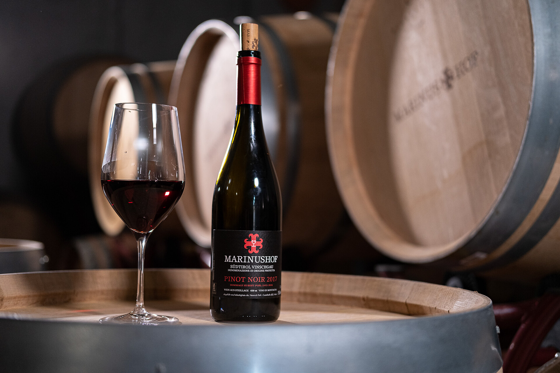 Pinot Noir gets his noble charachter not only from the grapes but from the best oak barrels too
