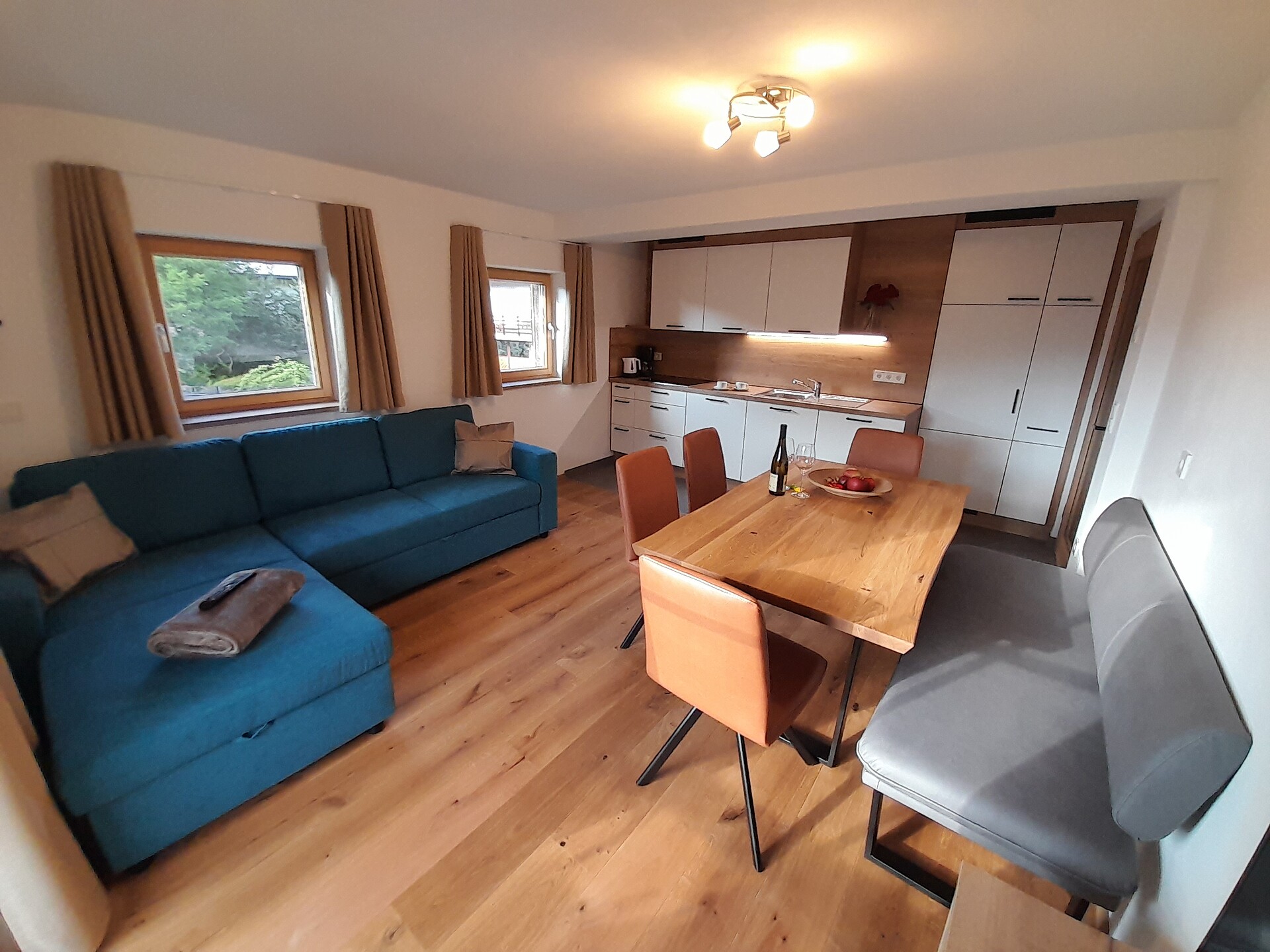 Kitchen with sofa bed