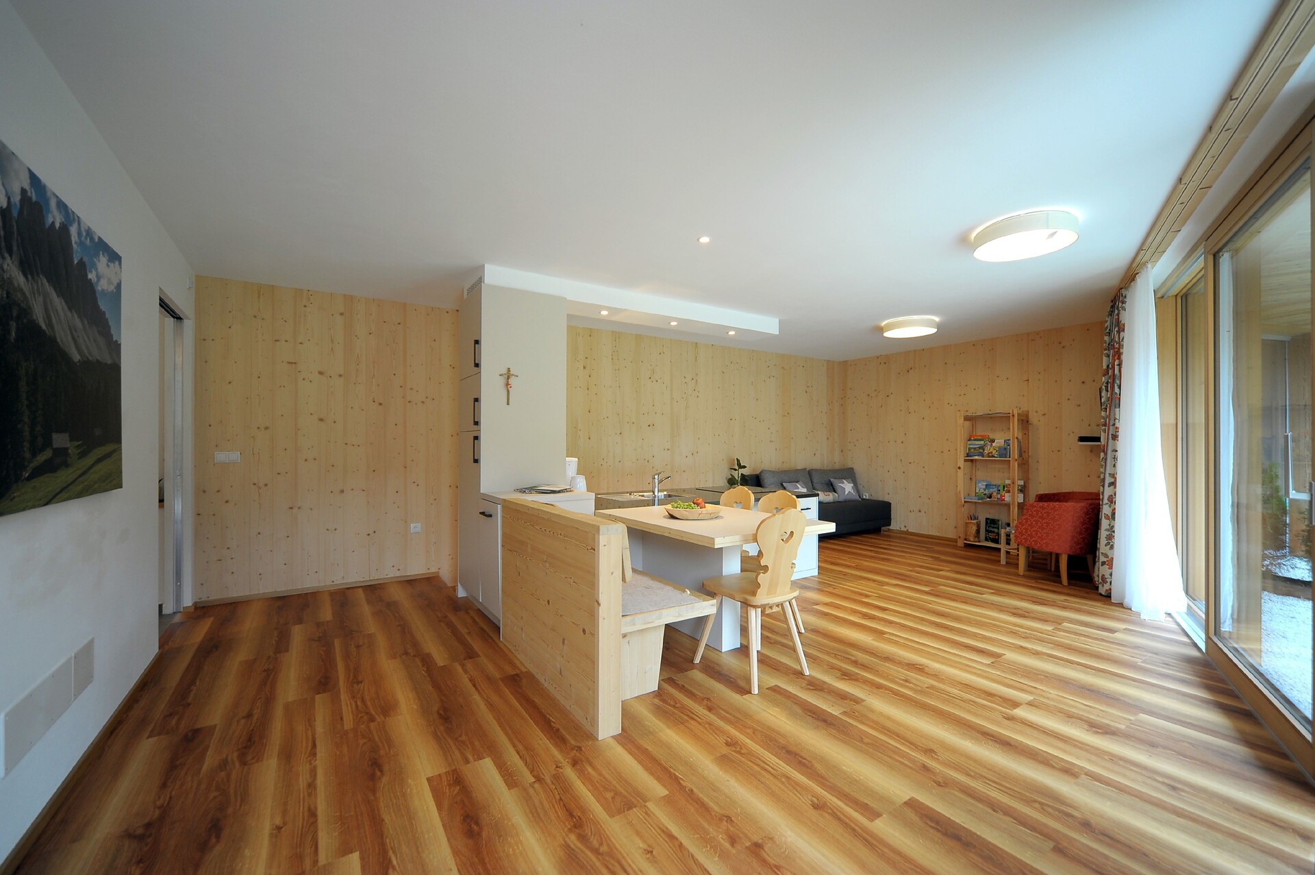 living room with kitchen