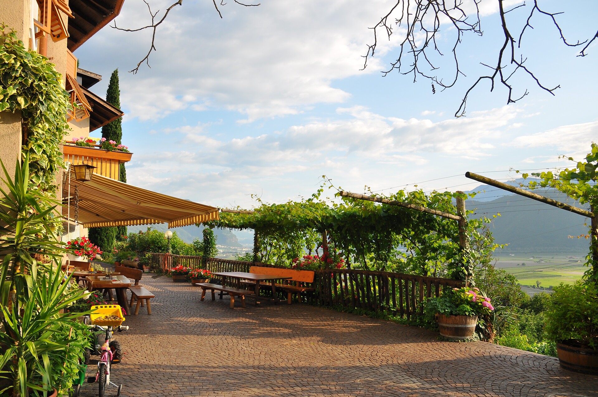 terrace with a view to the valley