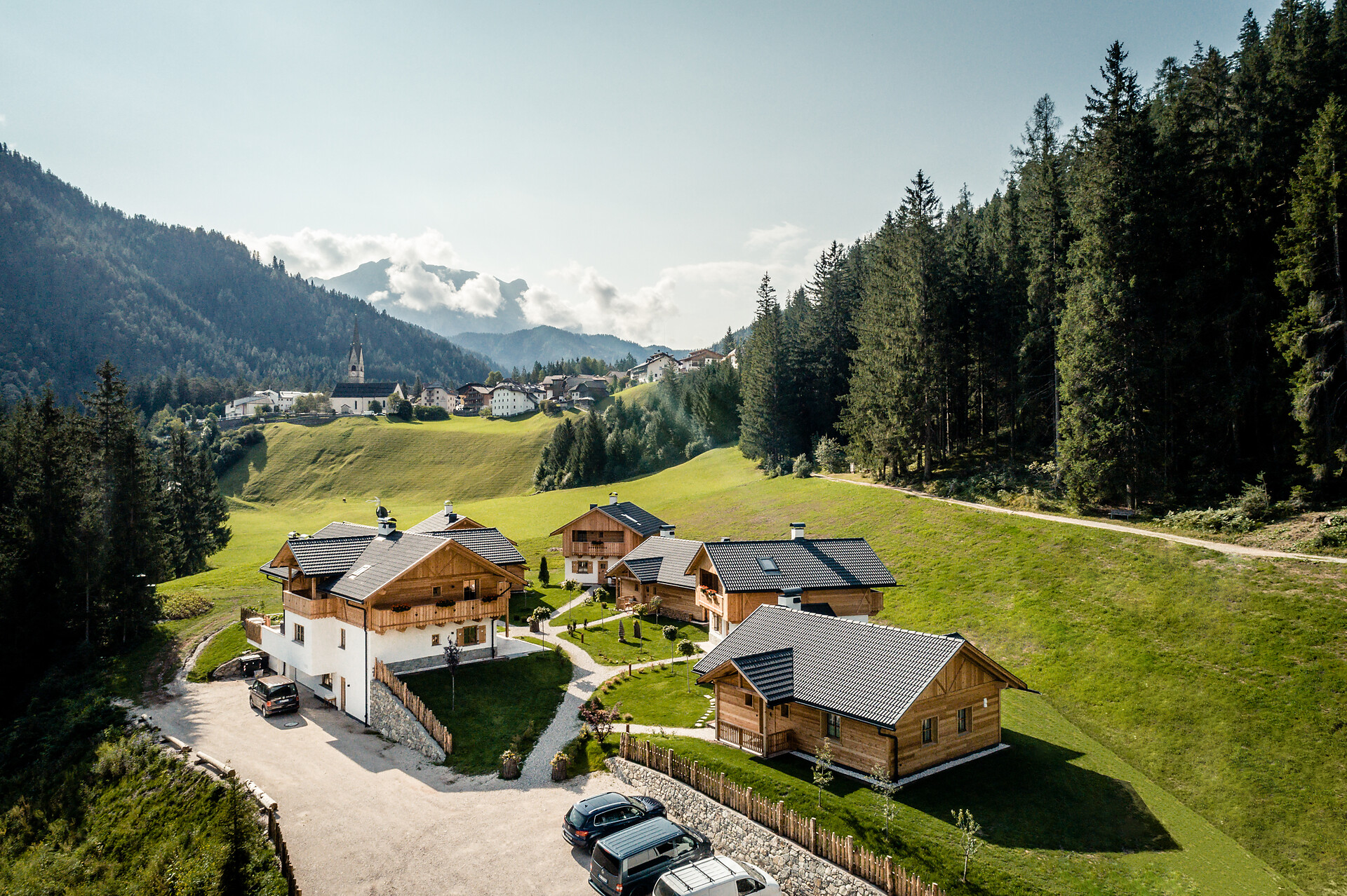 Pradel Dolomites seen from above in summer