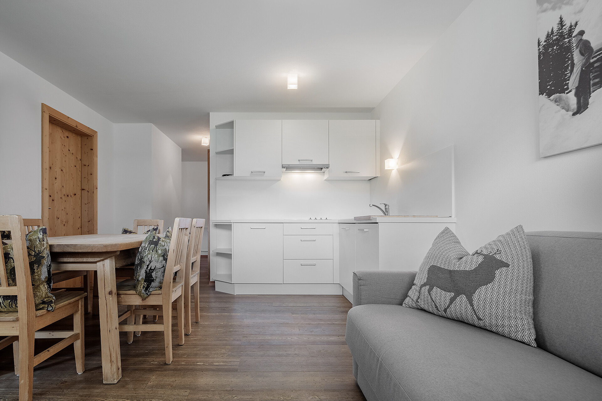 Kitchen with sleeping couch
