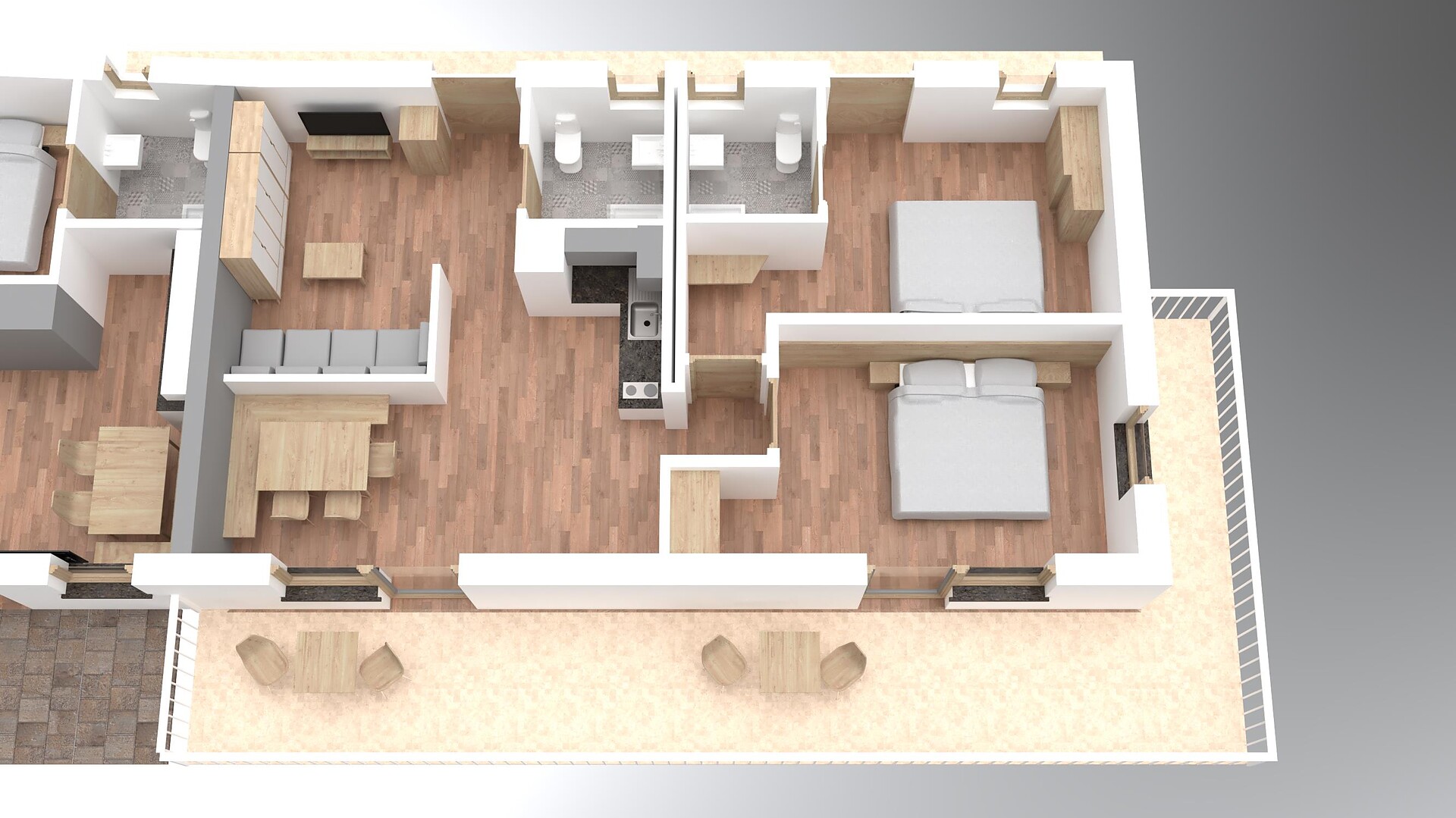 holiday flat with two separate bedrooms