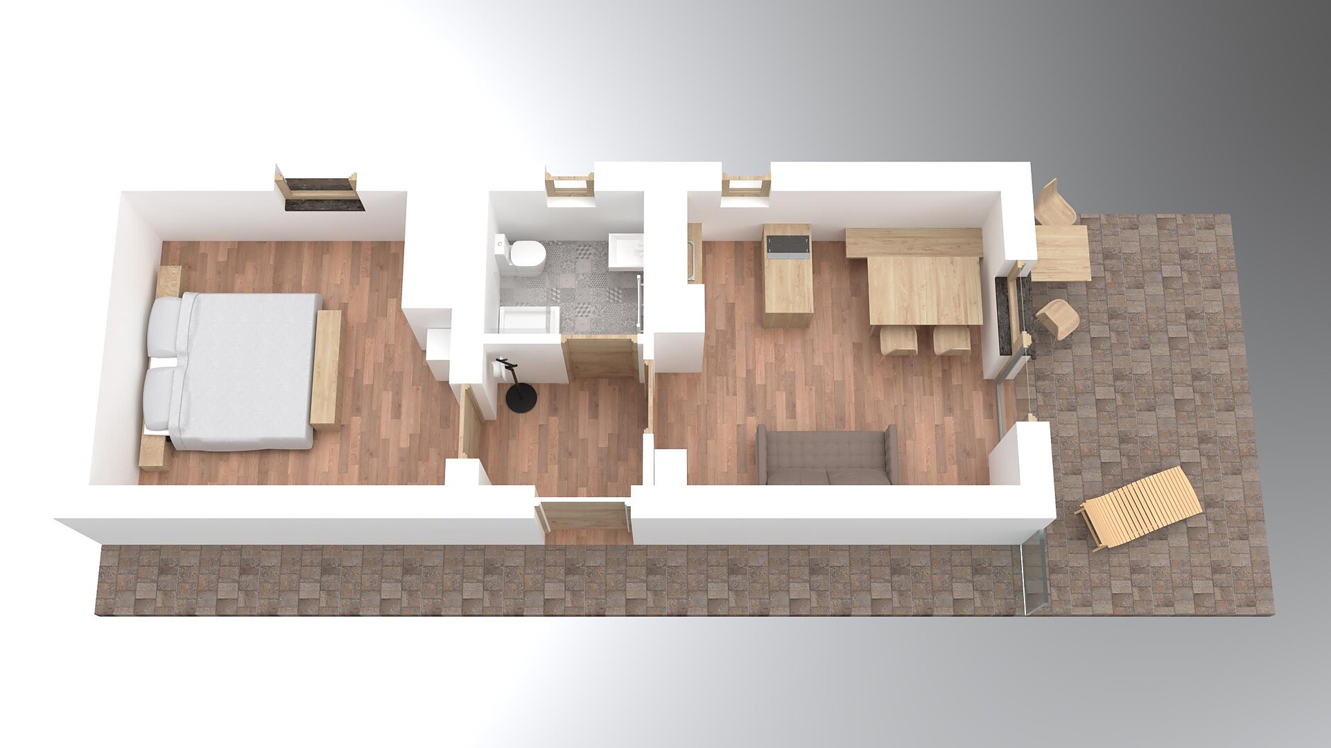 holiday flat with one separate bedroom